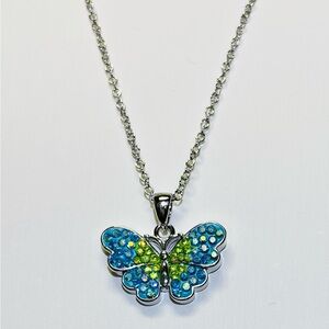 Blue and Green Crystal
Butterfly Necklace